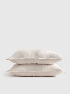 NWT QUINCE Organic Cotton Matelasse Sham Set Standard Natural 7216